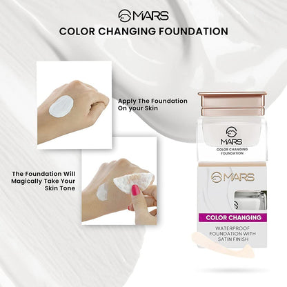 MARS Color Changing Waterproof Satin Finish Foundation 3D Skin Whitening Cream  Foundation (20 ml)