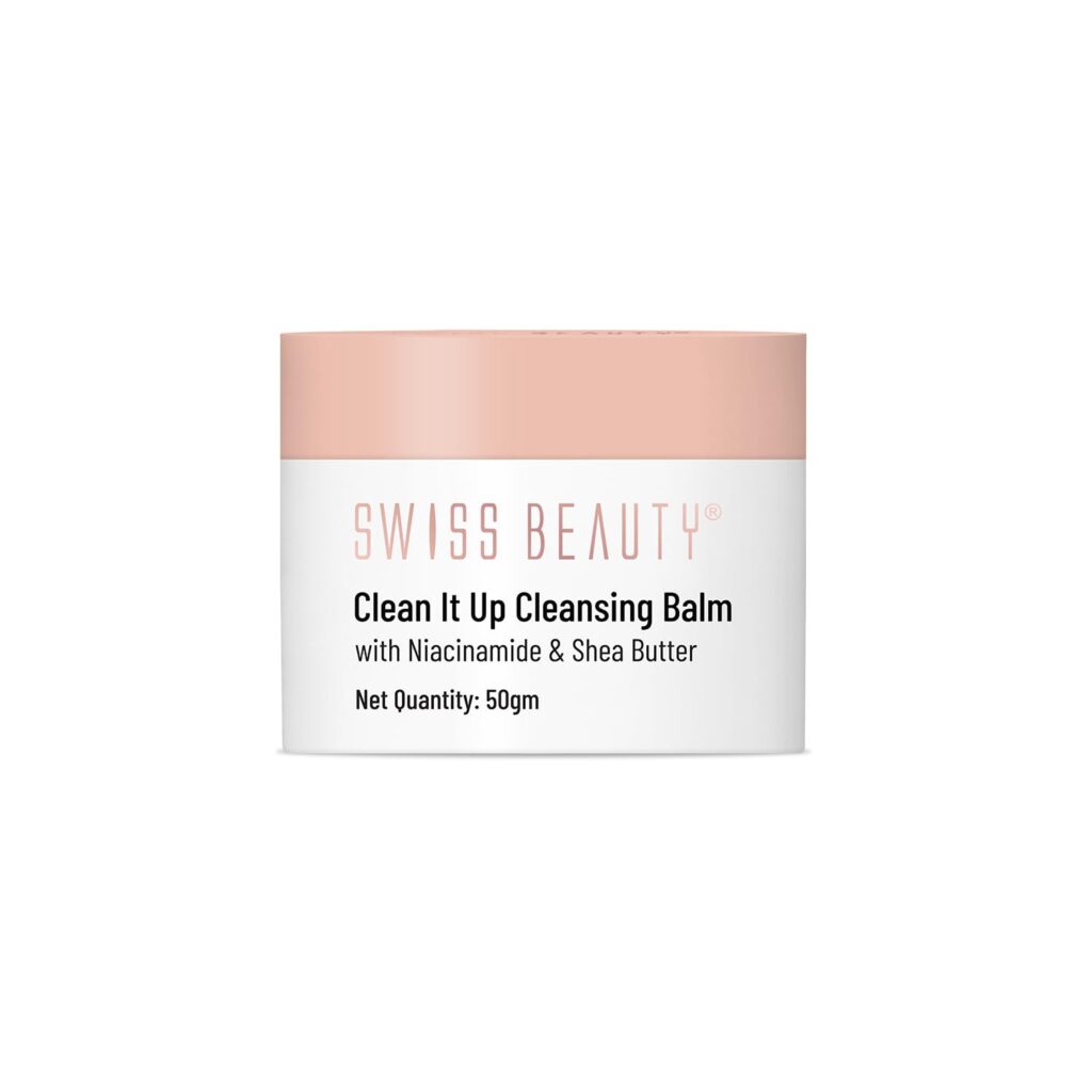 Swiss Beauty Clean It Up Cleansing Balm with Shea Butter | Cleanses Heavy Makeup & Dirt | Hydrating Face Cleanser | All Skin Types | 50gm