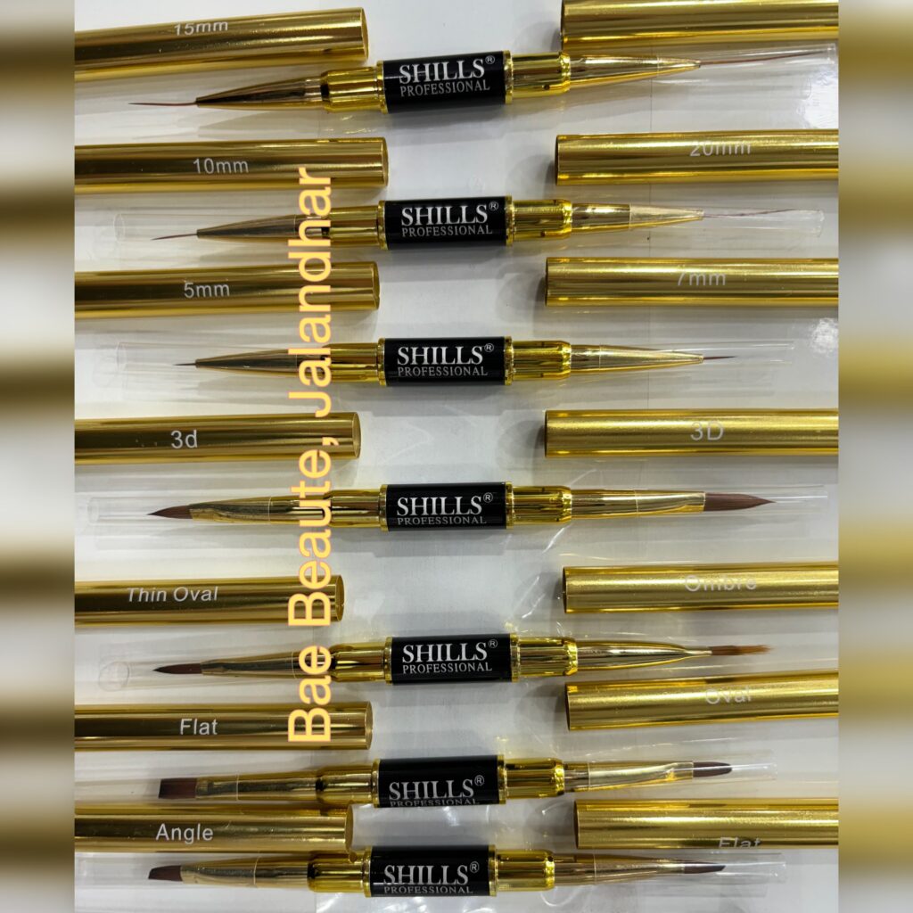 Shills Professional Golden Nail art Brush Set pack of 7 dual sided brushes