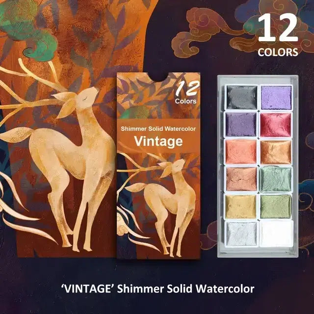 Shimmer Solid Watercolor Vintage (Set Of 12 Colors)
