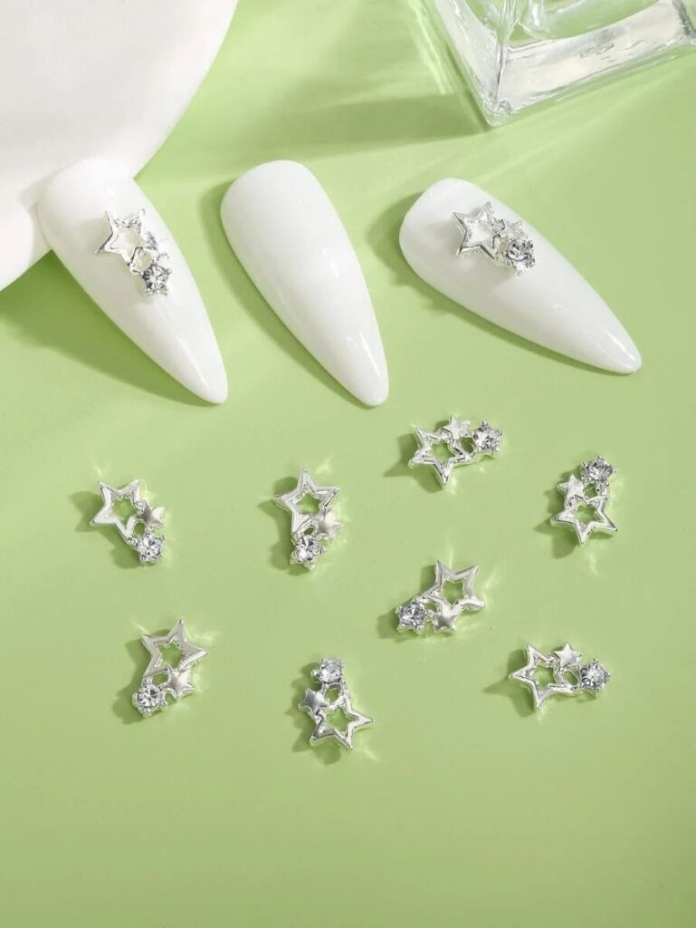 Nail Accessory Silver Star - 1 Pair