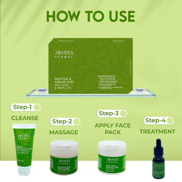 Jovees Herbal Salicylic & Azelaic Acid Anti-Acne & Pimple 4 Step Facial Kit - Image 5