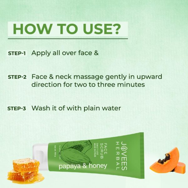 Jovees Herbal Papaya & Honey Face Scrub For Normal To dry Skin | 100g - Image 6