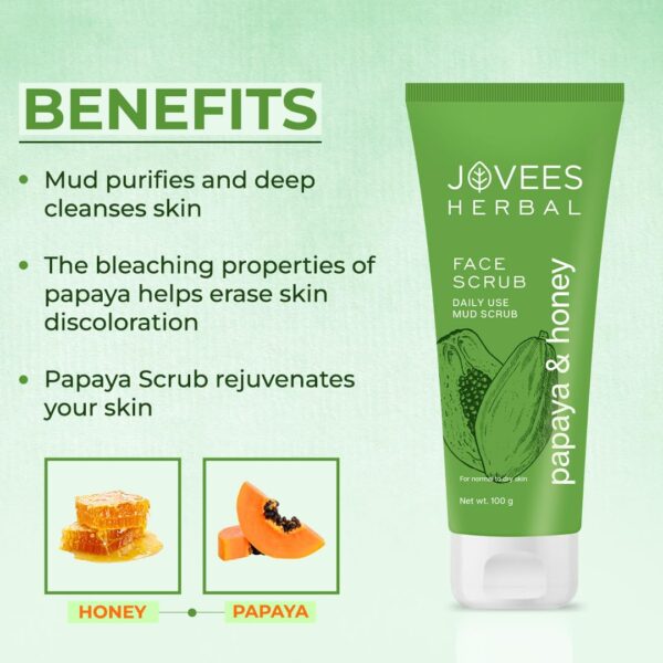 Jovees Herbal Papaya & Honey Face Scrub For Normal To dry Skin | 100g - Image 4