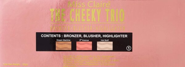 Miss Claire The Cheeky Trio Bronzer, Blusher, Highlighter Palette | 20g - Image 4