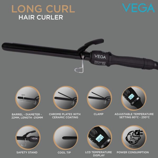 Vega Long Curl Hair Curler VHCH 04 - Image 8