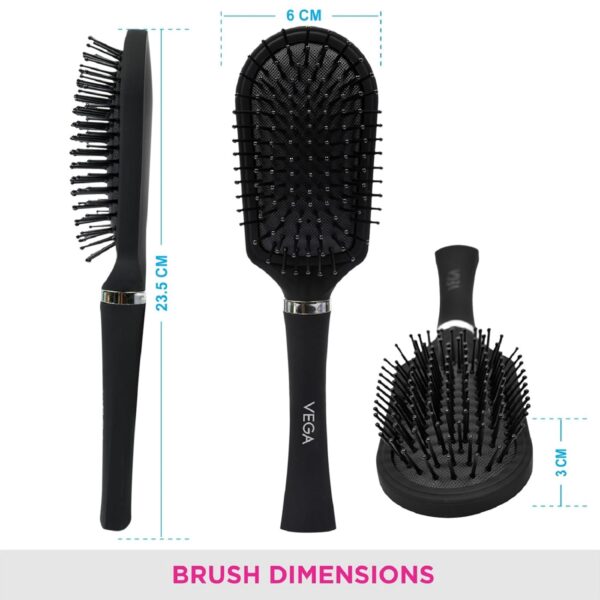 Vega Cushioned Hair Brush E5-CB | Black - Image 5