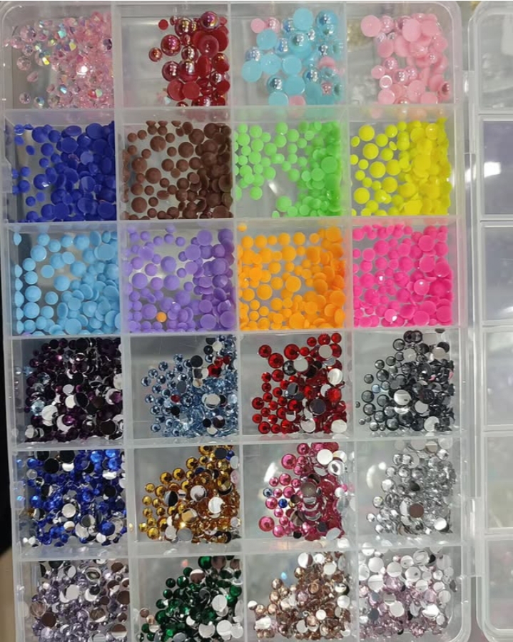 24 Grid Beautiful Multi Color Beads Nail Accessory