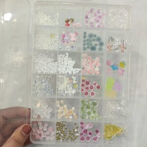 24 Grids Rose And Beads Nail Accessory