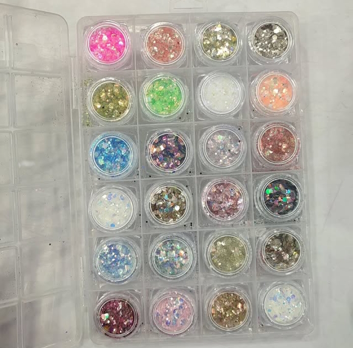 24 Grids Multi Color Glitter Powder For Nail Art