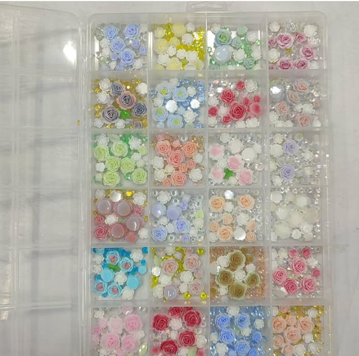 Rose And Beads Nail Accessory