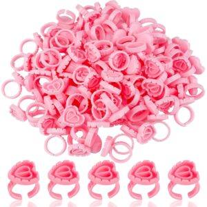 Pink Heart Glue Rings for Eyelash Extensions - Pack of 10