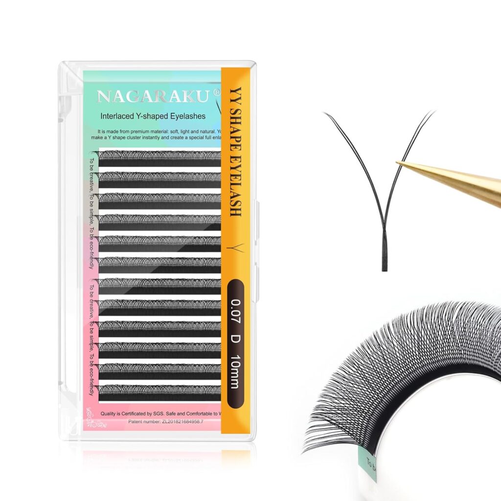 Nagaraku yy Eyelash Extensions y lash 0.07mm D curl 10mm Matte 12 Rows