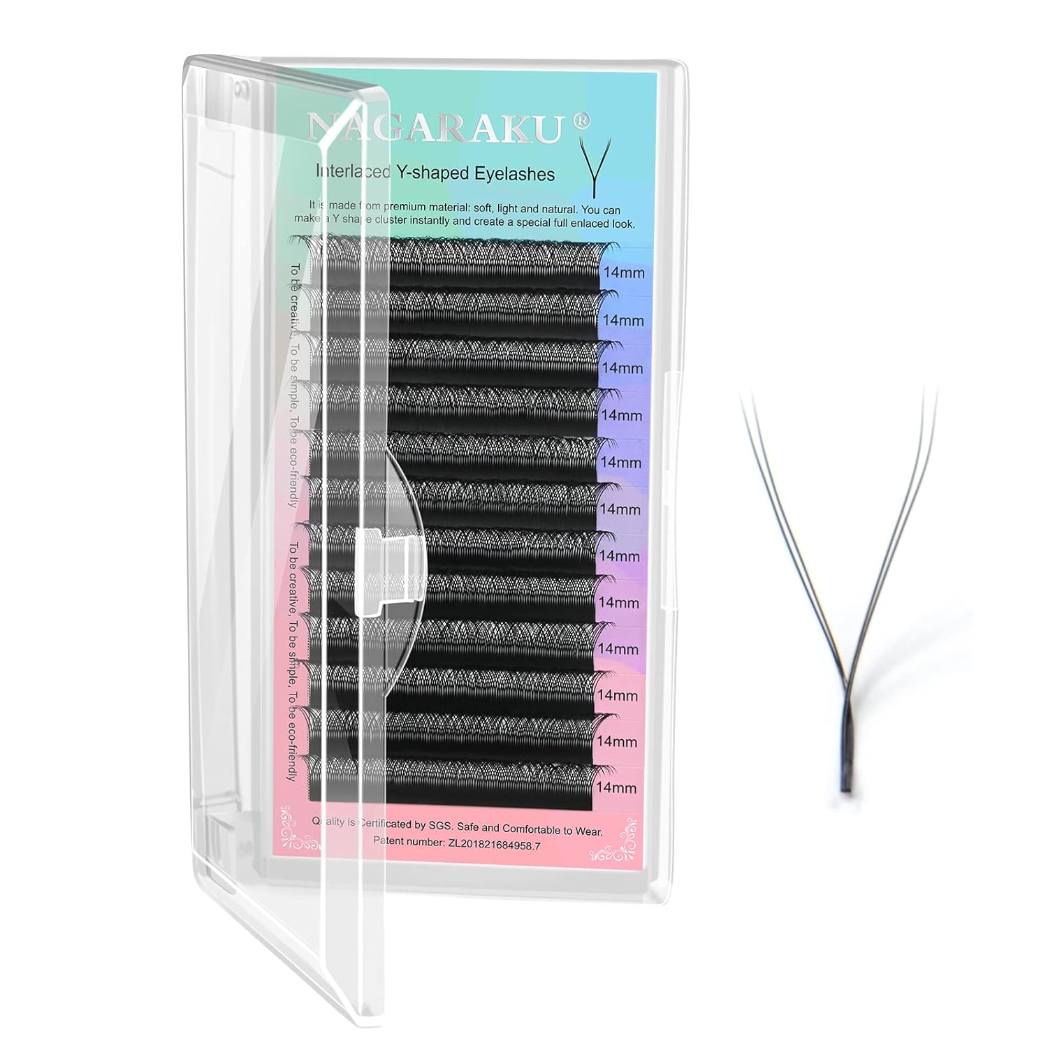 Nagaraku yy Eyelash Extensions y lash 0.07mm D curl 14mm Matte 12 Rows