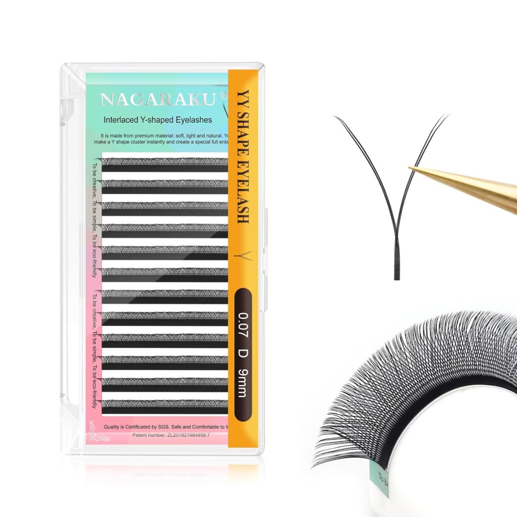 Nagaraku yy Eyelash Extensions y lash 0.07mm D curl 9mm Matte 12 Rows