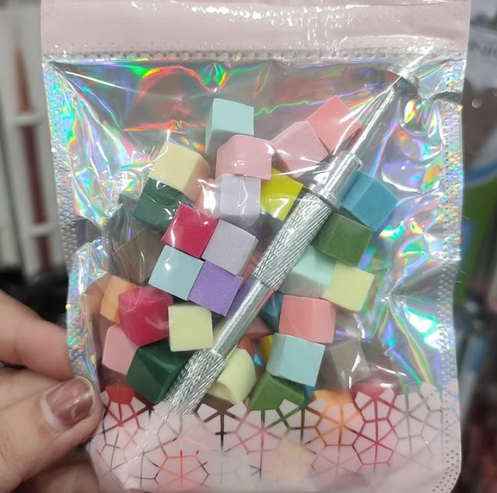 Soft Nail Sponges For Ombre, Mini Square Nail Art Sponges With Grabbing Pen