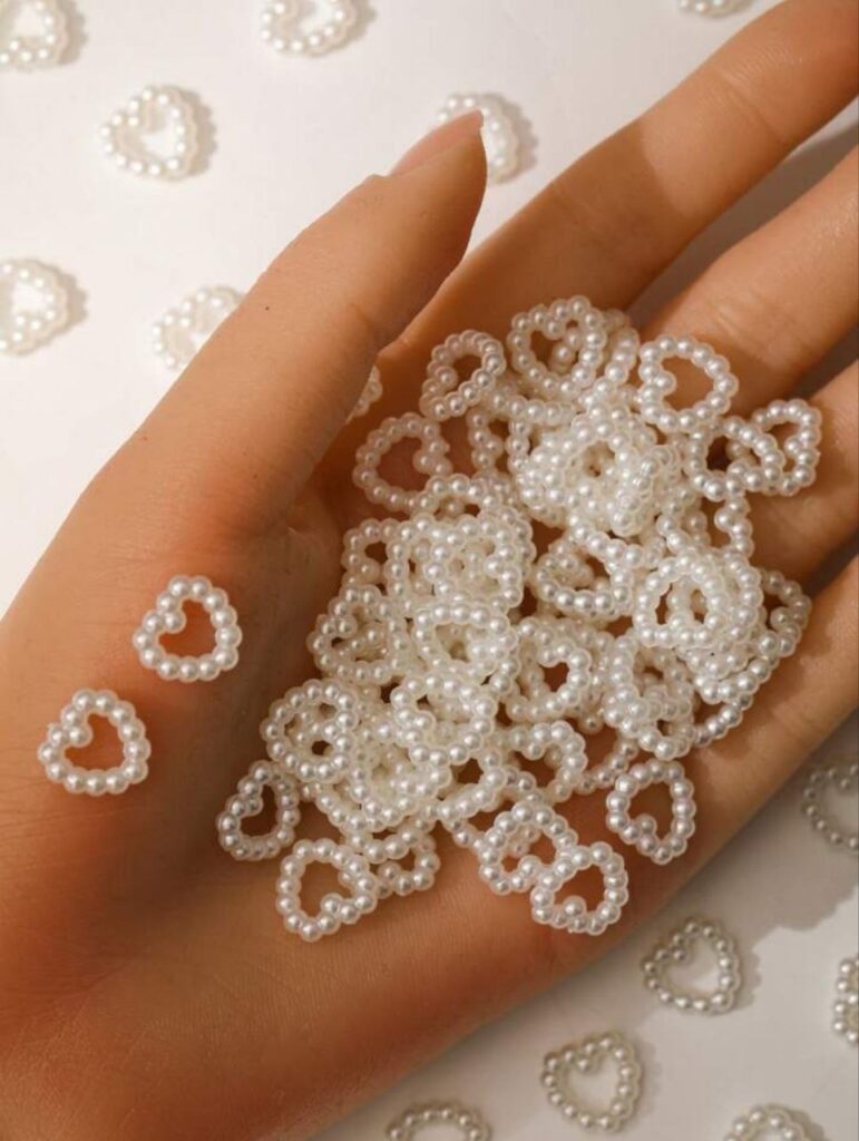 Nail Charms In Heart Shape For Nail Art | Color - White