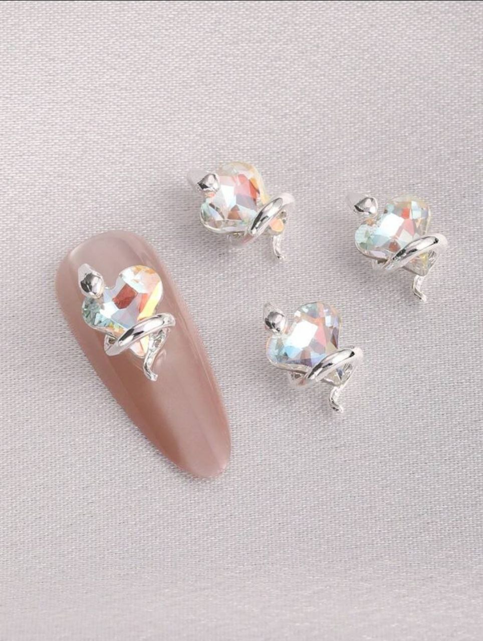 Korean Silver Snake Nail Accessory | 2pc