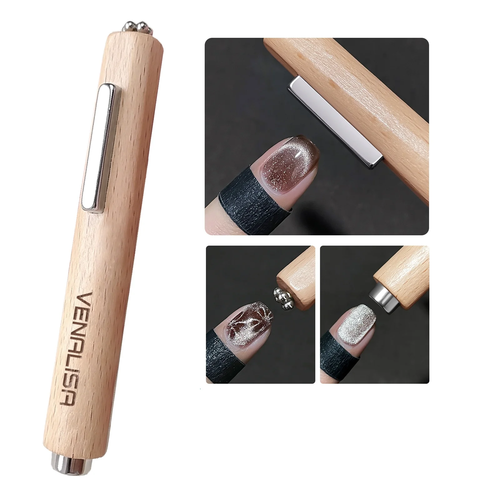 Cat Eye 3 in 1 Wooden Handle Magnet For Nail Art