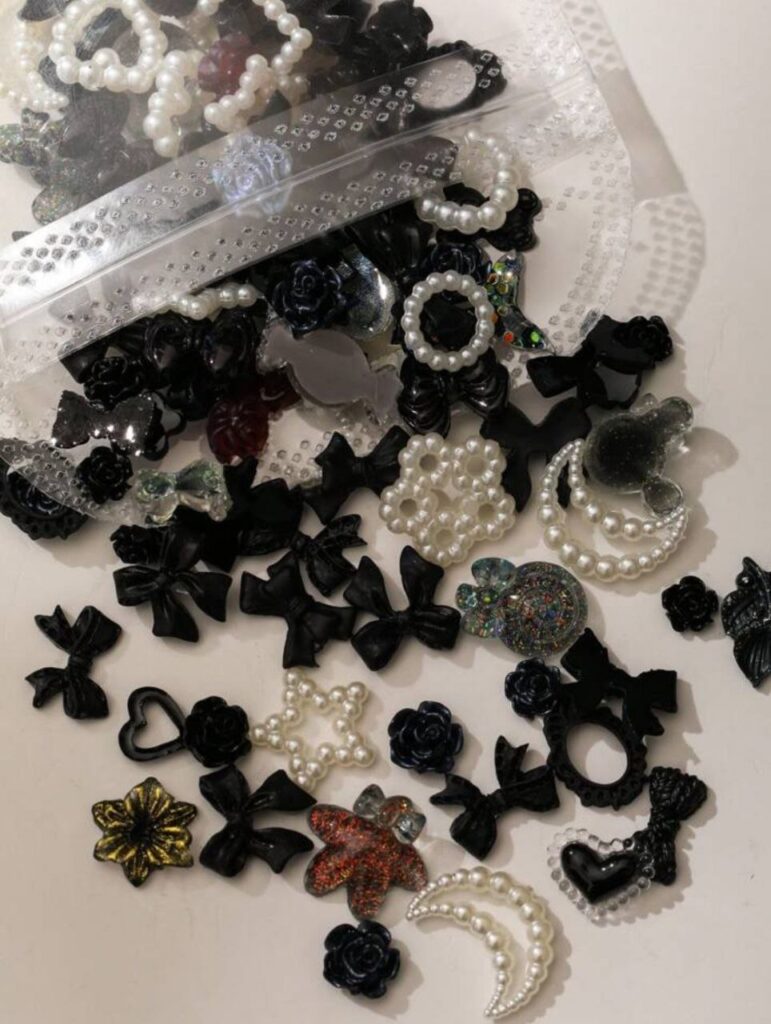 Korean Black & White Mix Nail Charms | 1078