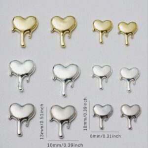Korean Golden Silver Heart Nail Accessory | 2pc