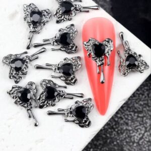 Korean Black Heart Nail Accessory | 2pc