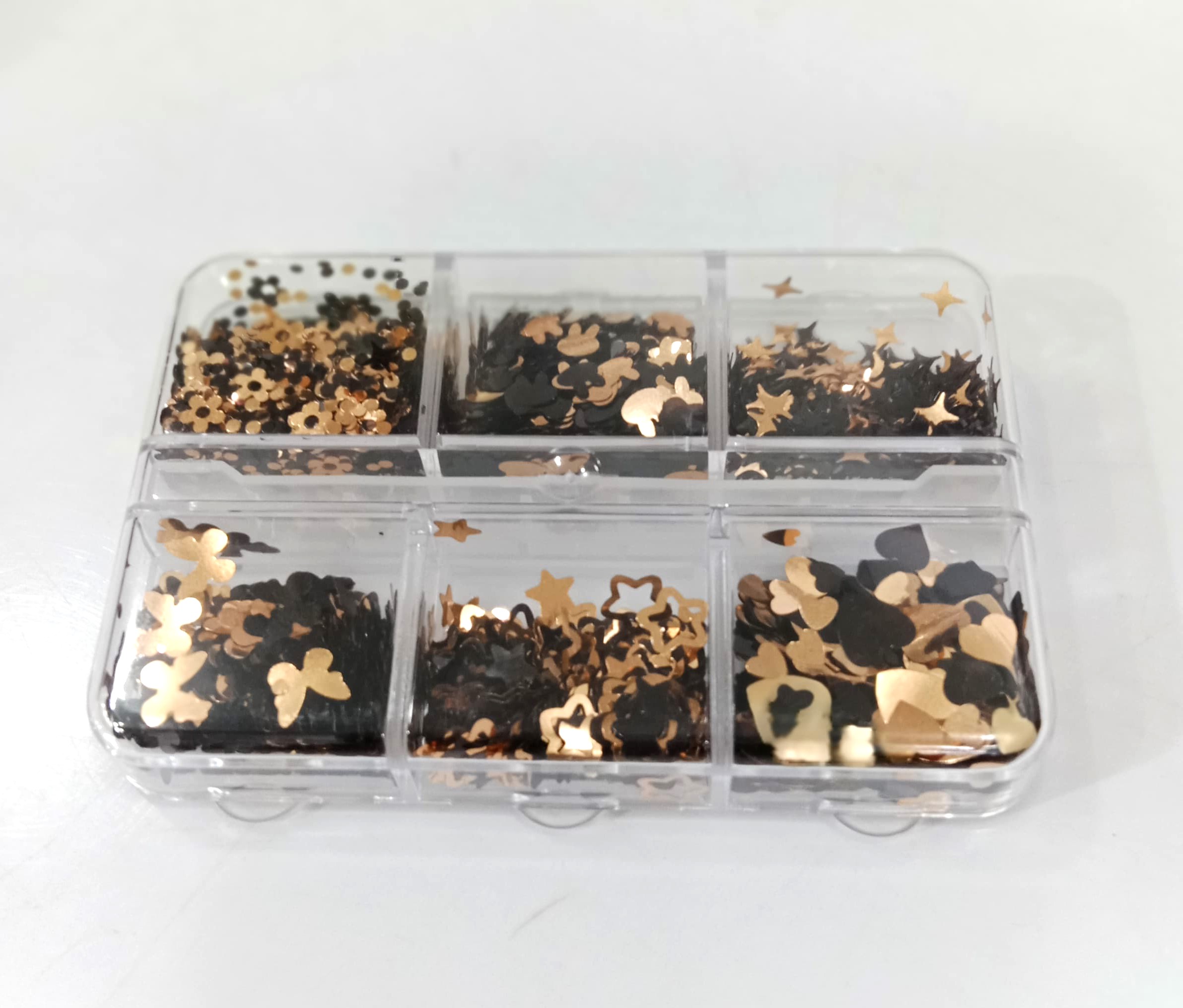 6 Grids Nail Art Charms Sequins