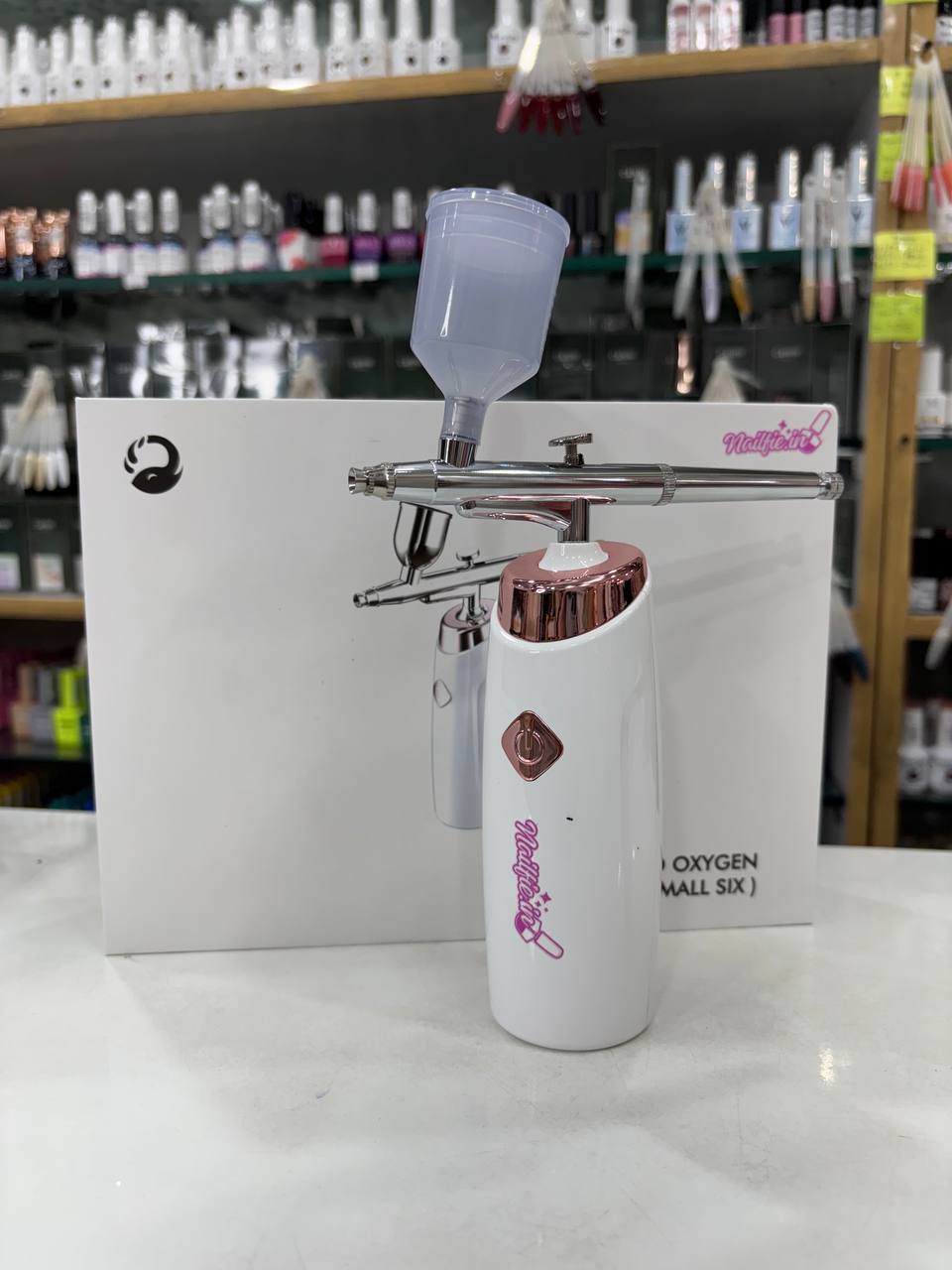 Nailfie Handheld Portable Airbrush Machine | 3 Speed | White Gold color