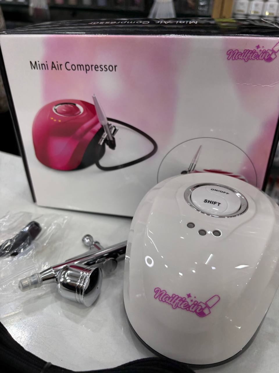 Nailfie Professional Air Compressor Airbrush Machine | For Nail Art, Cake Decor, Makeup, Art, Tattoo, Barber