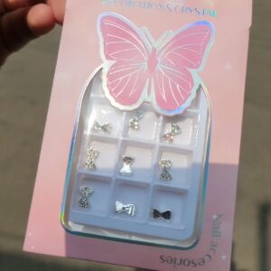 Silver Bows For Nail Art -1pc