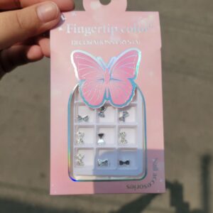 Silver Color Beads Bow Nail Accessory - 1pc
