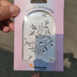 Silver Butterfly And Pearl Nail Accessory