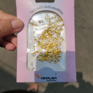 Tiny Golden Star And White Pearl Nail Charms