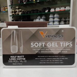 Venalisa Soft Gel Tips Half Matte Long Coffin 550pcs | VL 12