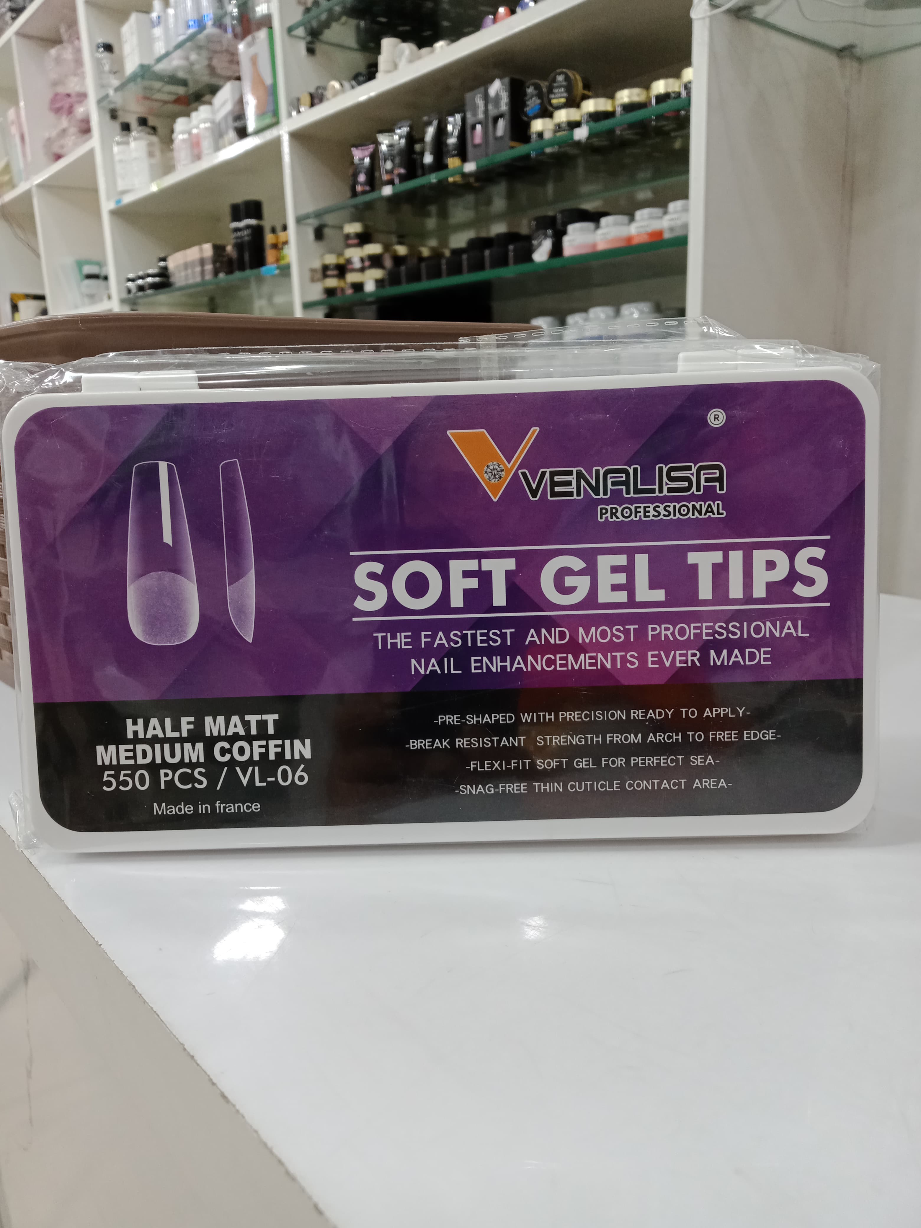 Venalisa Soft Gel Tips Half Matte Medium Coffin -550pcs | VL-06