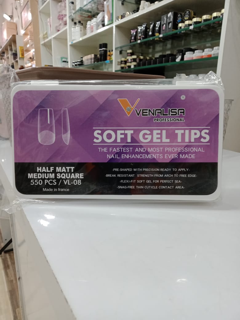 Venalisa Soft Gel Tips Half Matte Medium Square -550pcs | VL-08