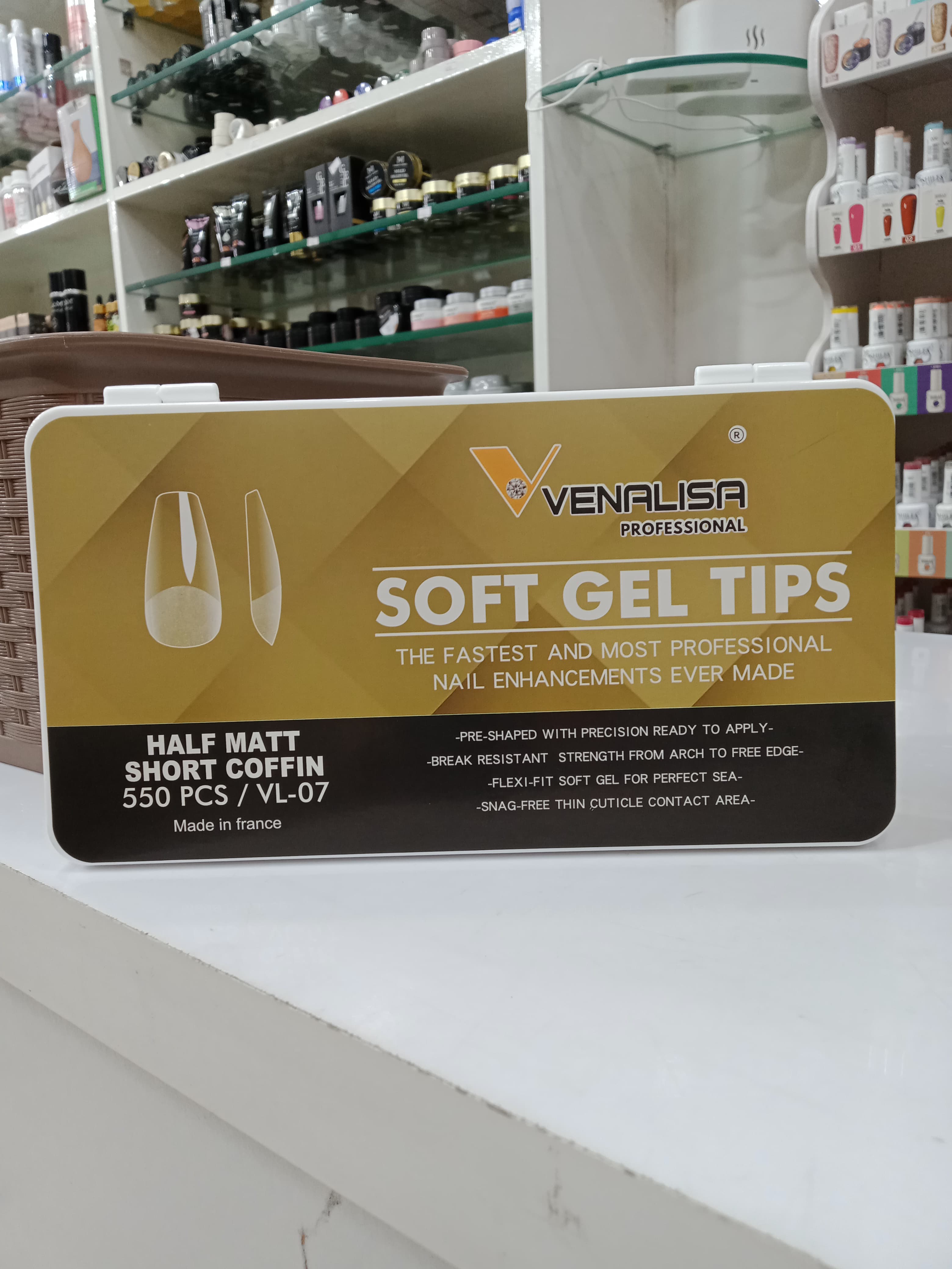 Venalisa Soft Gel Tips Half Matt Short Coffin -550pcs | VL-07