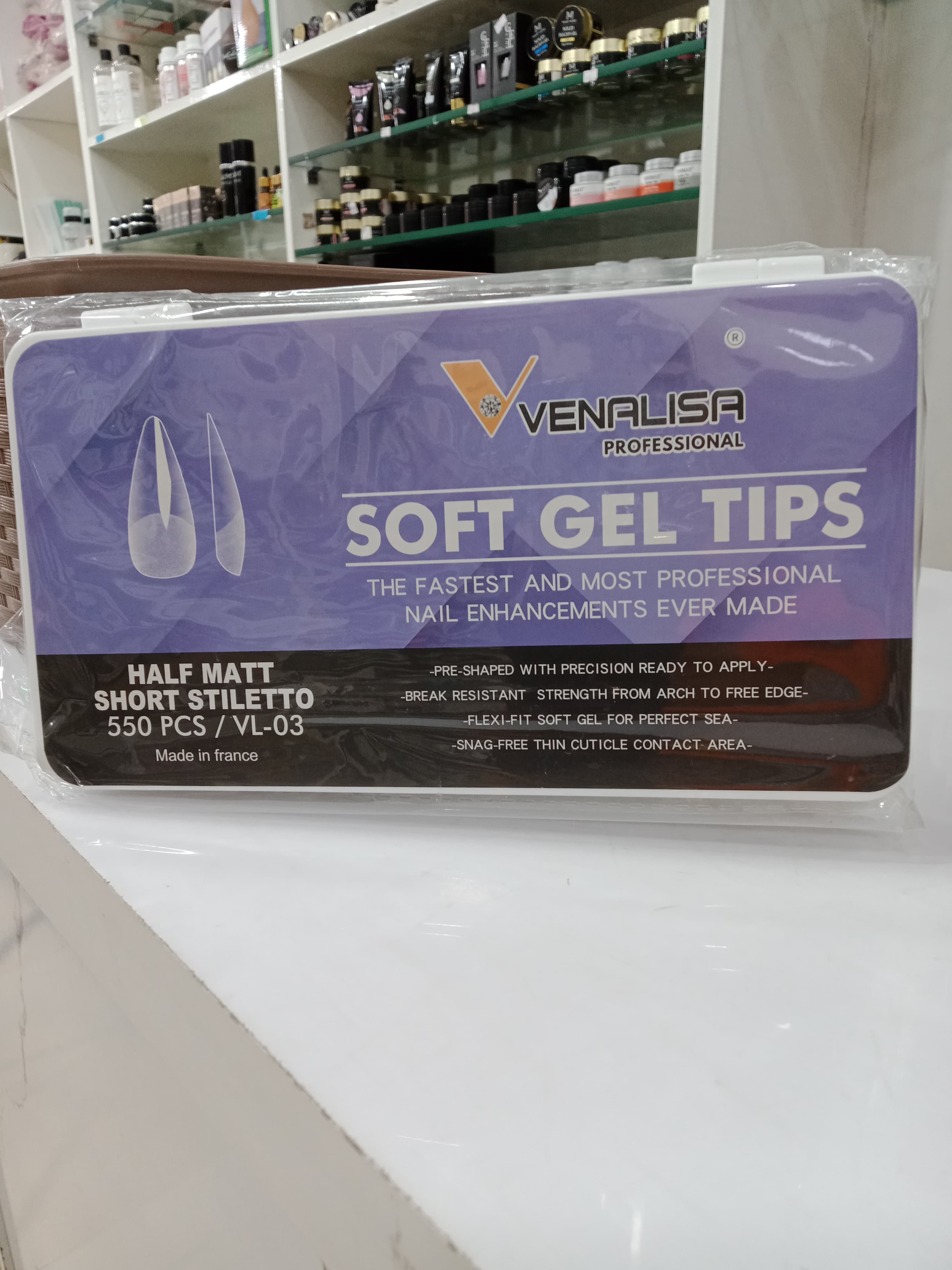 Venalisa Soft Gel Tips Half Matte Short Stiletto -550pcs | VL-03