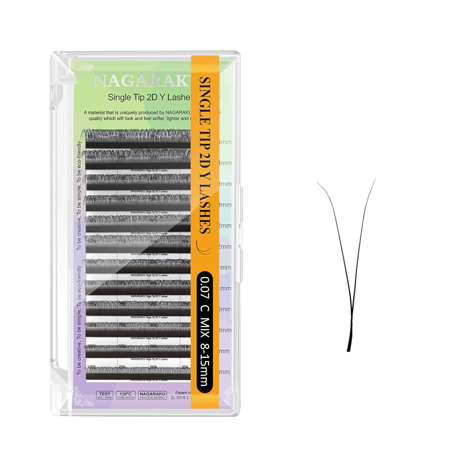 Nagaraku Single Tip 2D Y Lashes -0.07 C Mix 8-15mm
