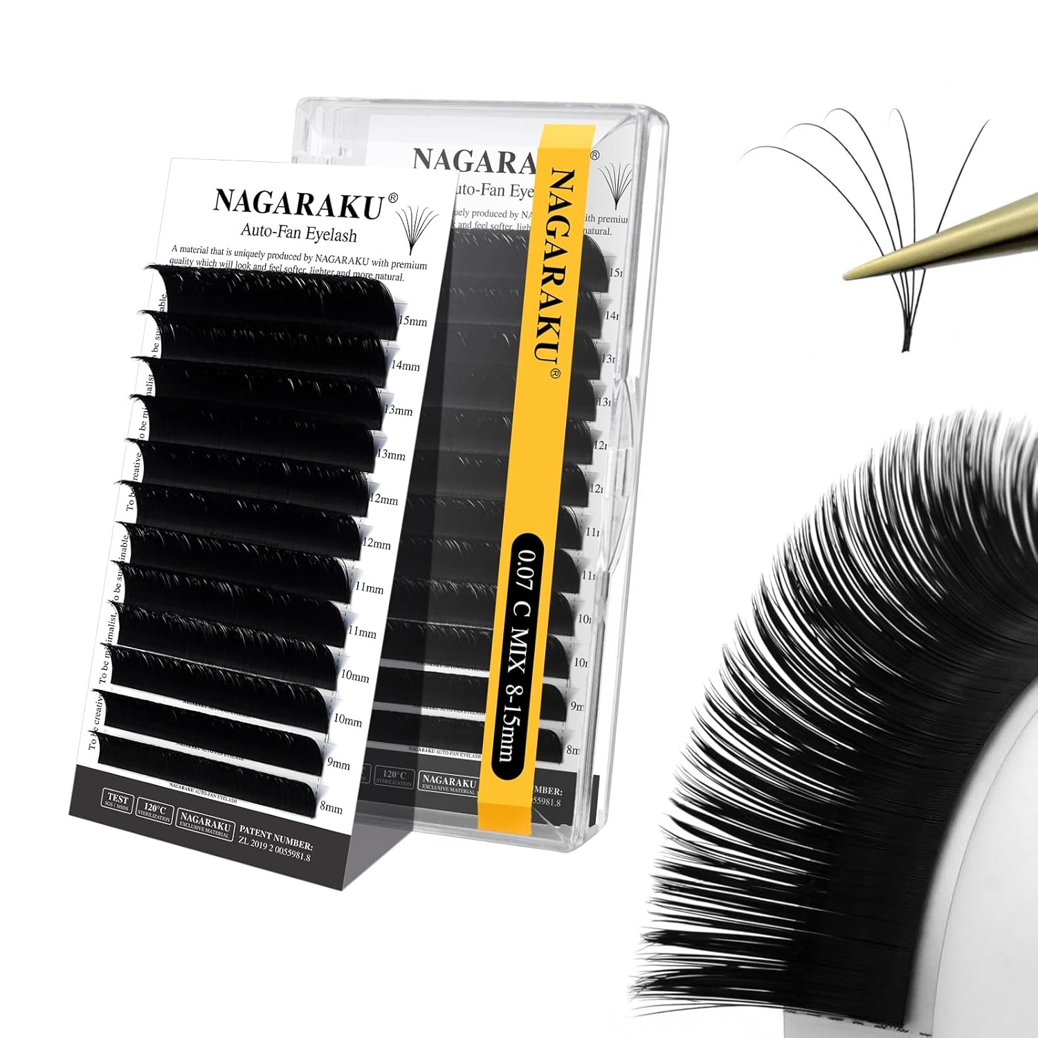 Nagaraku Auto Fan Eyelash -0.07 C Mix 8-15mm