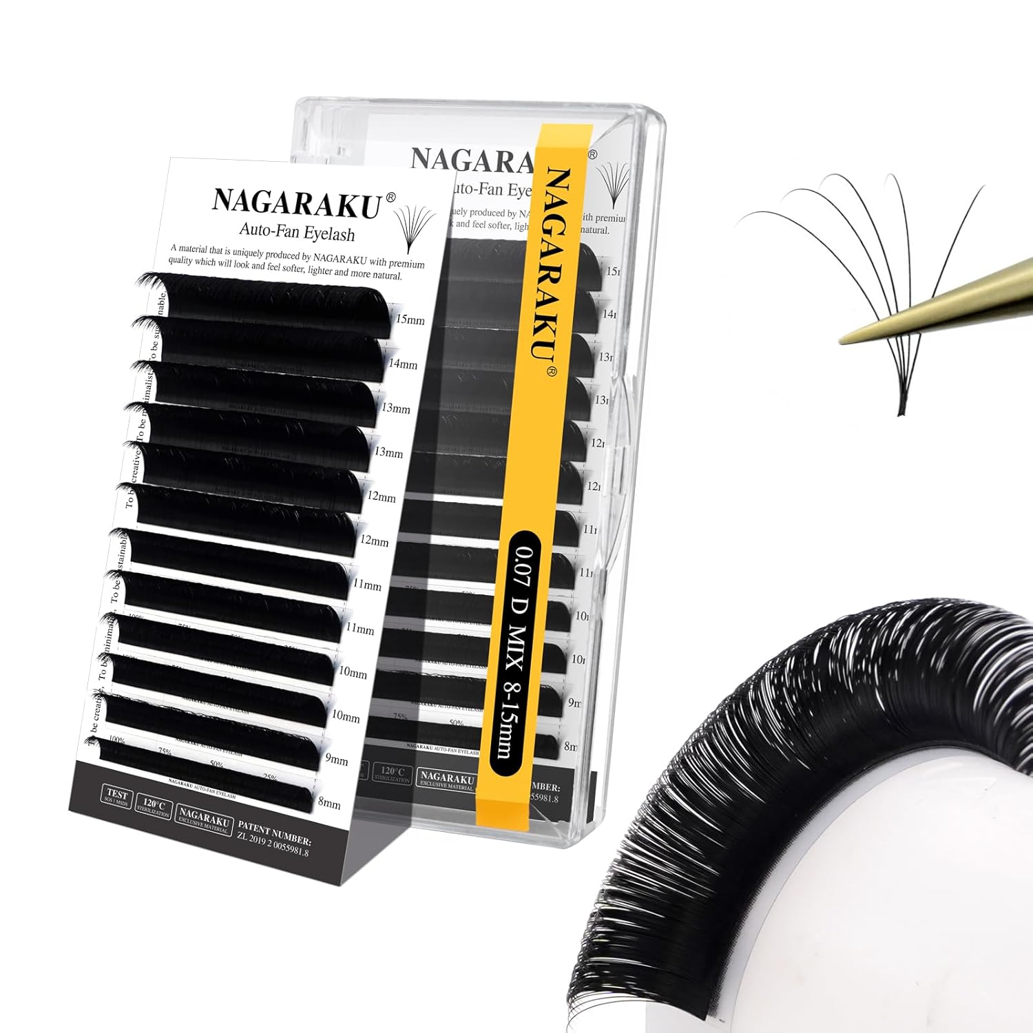 Nagaraku Auto Fan Eyelash – 0.07 D Mix 8-15mm