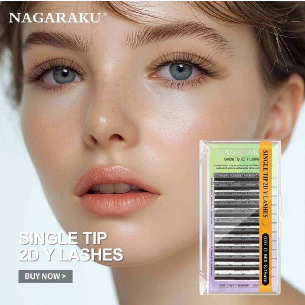 Nagaraku Single Tip 2D Y Lashes - 0.07 D Mix 8-15mm