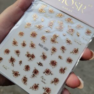 3D Rose Gold Floral Stickers - 1 Sheet | No-2