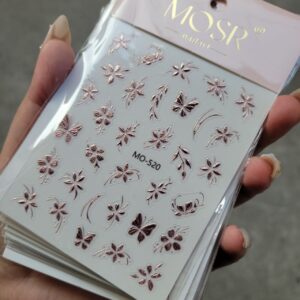 3D Rose Gold Floral Stickers - 1 Sheet | No- 3
