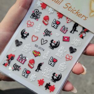 5D Love Theme Stickers For Nails - 1 Sheet | No - 5
