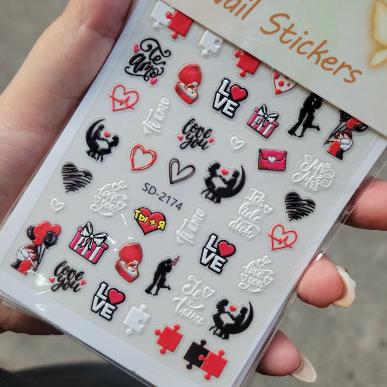 5D Love Theme Stickers For Nails – 1 Sheet | No – 5