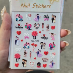 5D Love Theme Nail Stickers - 1 Sheet | No - 6