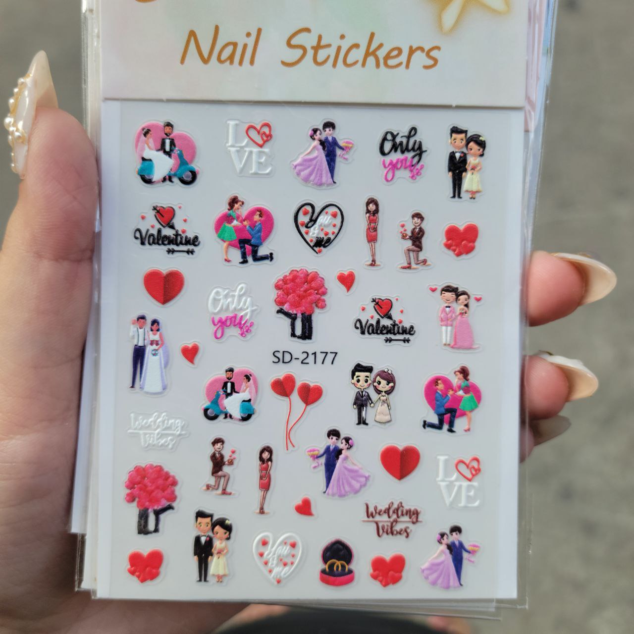 5D Love Theme Nail Stickers – 1 Sheet | No – 6