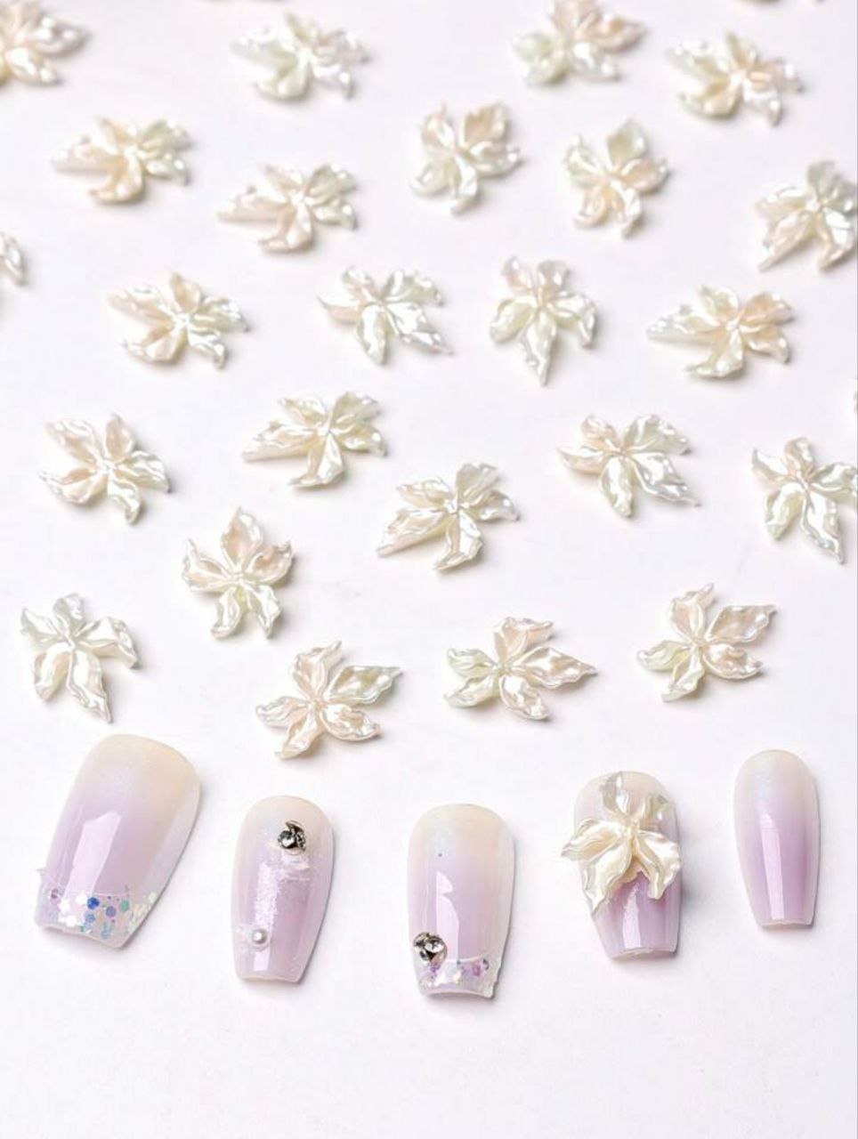 Orchid Flowers Soft Carving Nail Accessory
