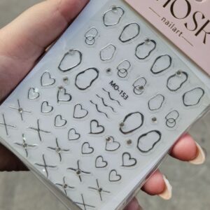 3D Mix Shape Silver Nail Stickers - 1 Sheet | No -8